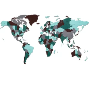 Viseči leseni zemljevid sveta 127 kosov, različne velikosti