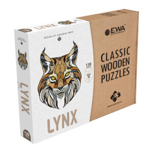 Puzzle lynx 139 peças, presente complementar para crianças em madeira ecológica