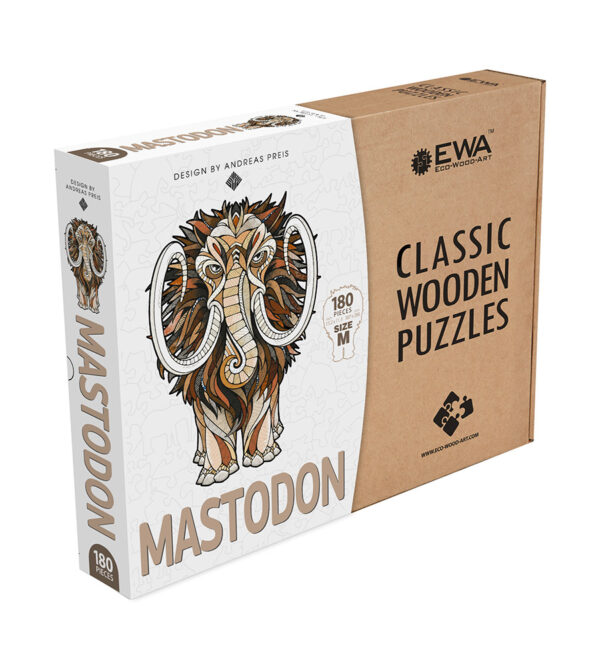 mastodont puzzle calssic, układanka 180 elementów ekologiczny drewniany prezent na urodziny