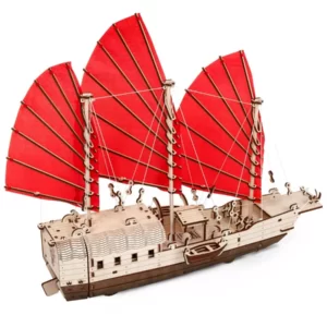 Mechaniczna drewniana układanka 3D Ship Djong, 246 drewnianych elementów dla entuzjastów modelarstwa