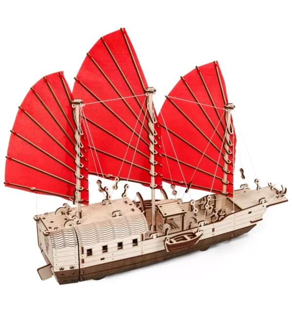 Mechanické dřevěné puzzle Ship Djong 3D, 246 dřevěných dílků pro modelářské nadšence