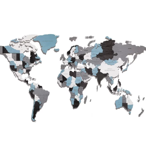 Lesena stenska viseča sestavljanka zemljevida sveta 127 kosov najboljše kakovosti