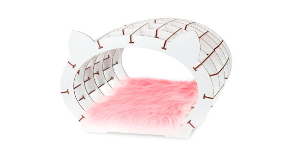 Cat House - white wood/pink fur, 152 pieces gift for those who love cats