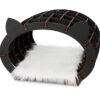 Black wooden cat house/white fur 152 pieces photo from above
