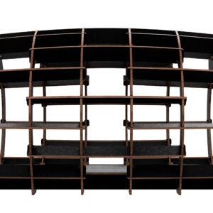 Drewniany domek dla kota czarne/białe futro 152 elementy widok z boku