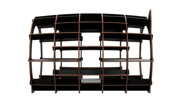 Drewniany domek dla kota czarne/białe futro 152 elementy widok z boku