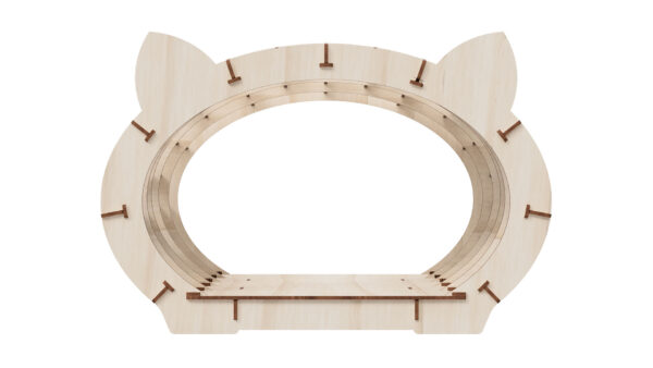 Macskaház 3D fa puzzle természetes színű fa/fehér szőrzet 152 darab ragasztó nélkül