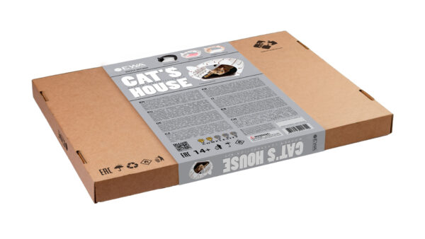Cat House - Rompecabezas 3D de madera blanca vista lateral caja trasera