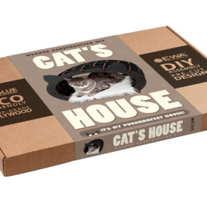 Black wooden cat house/white fur 152 pieces box front