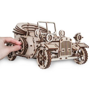 Retro avtomobil 3D mehanska sestavljanka z lesenim motorjem, 315 kosov