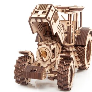 Wooden 3d tractor puzzle for adults with elastic motor