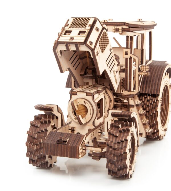 Drevené 3D traktorové puzzle pre dospelých s pružným motorom