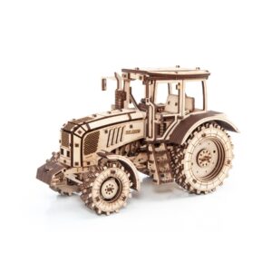 side view of a wooden tractor
