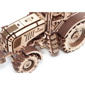 Top view of a wooden tractor