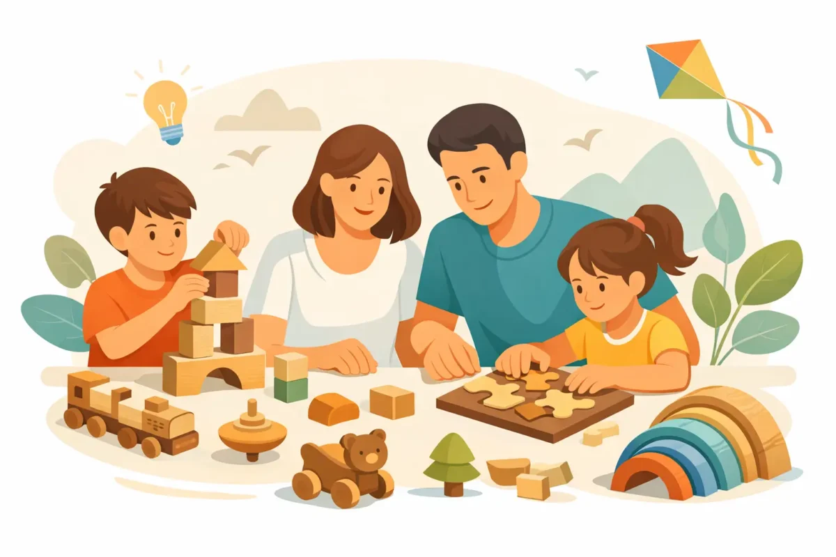 Jogos criativos em madeira para famílias: ideias