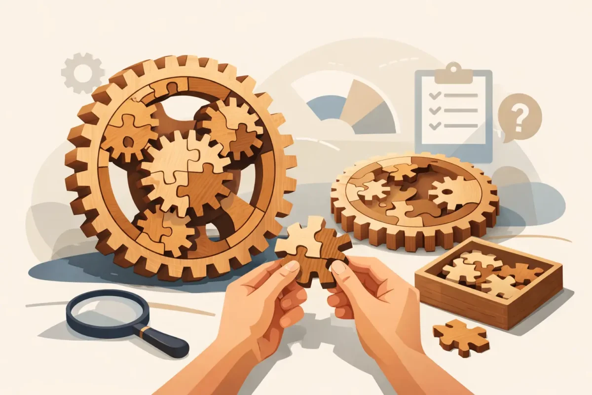 Dřevěné puzzle s planetárními ozubenými koly: jak je vybrat