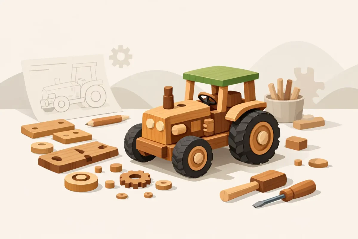 Trattore meccanico in legno da costruire