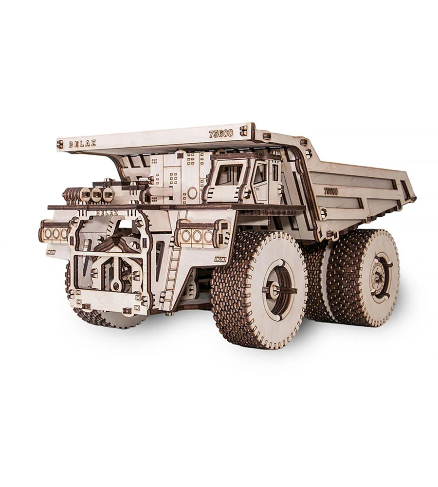 Giant BELAZ 75600 Truck. Wooden mechanical model, 307 pieces