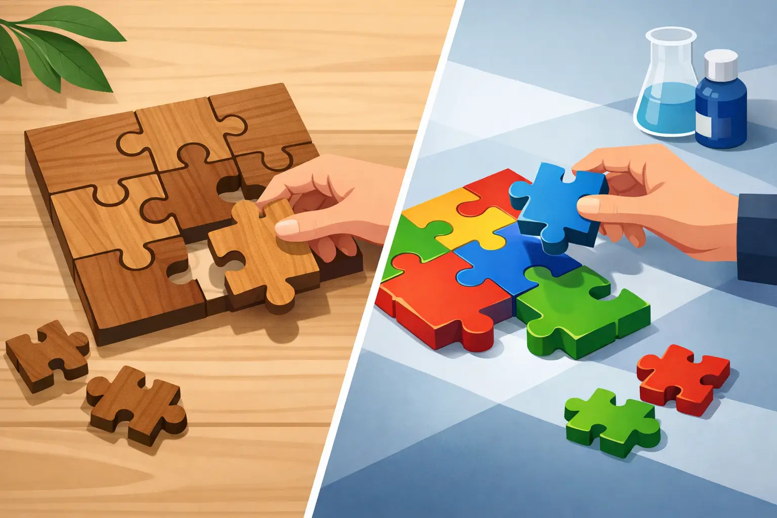 Puzzle legno vs plastica: cosa scegliere