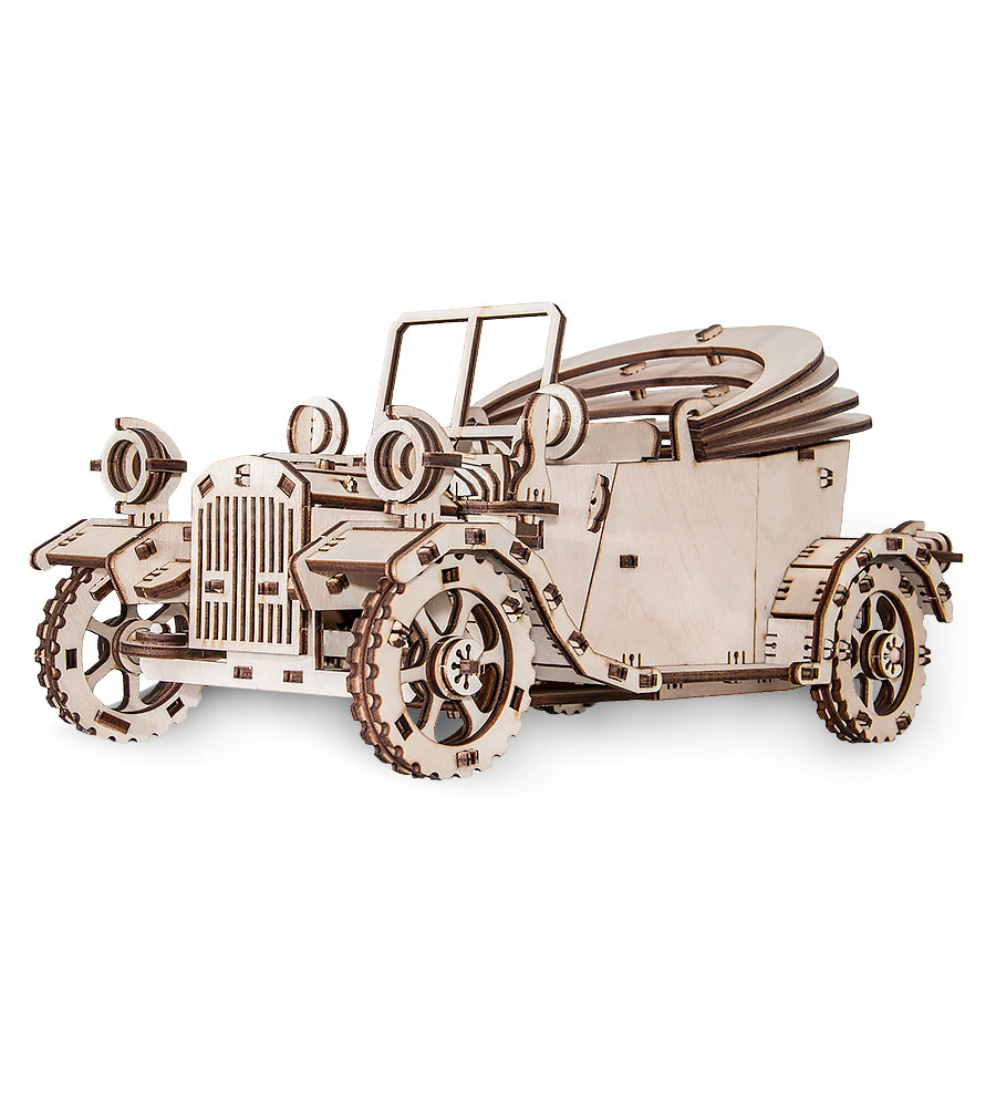 Retro mechanical wooden car model kit, 315 pieces