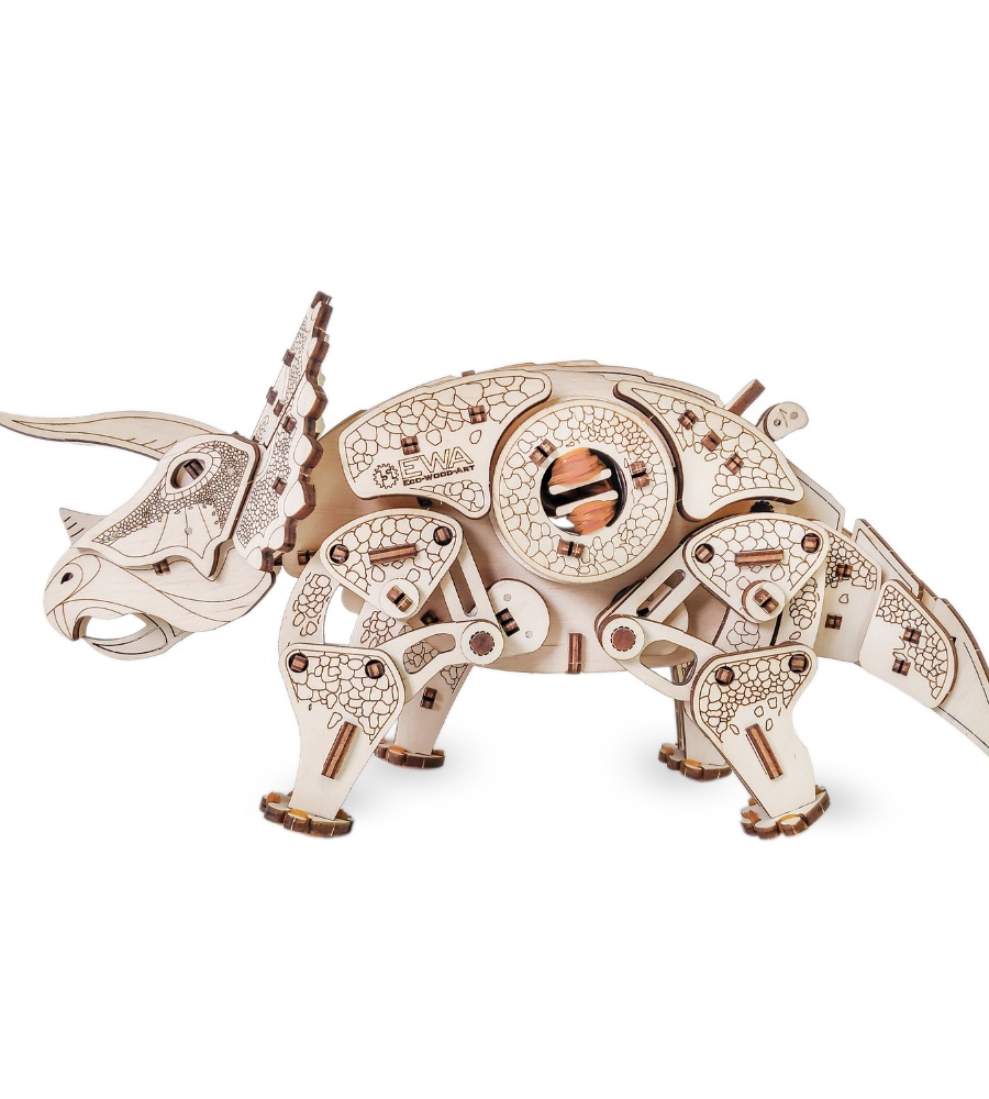 Dinosaur Triceratops Mechanical Model in Wood - 283 pieces