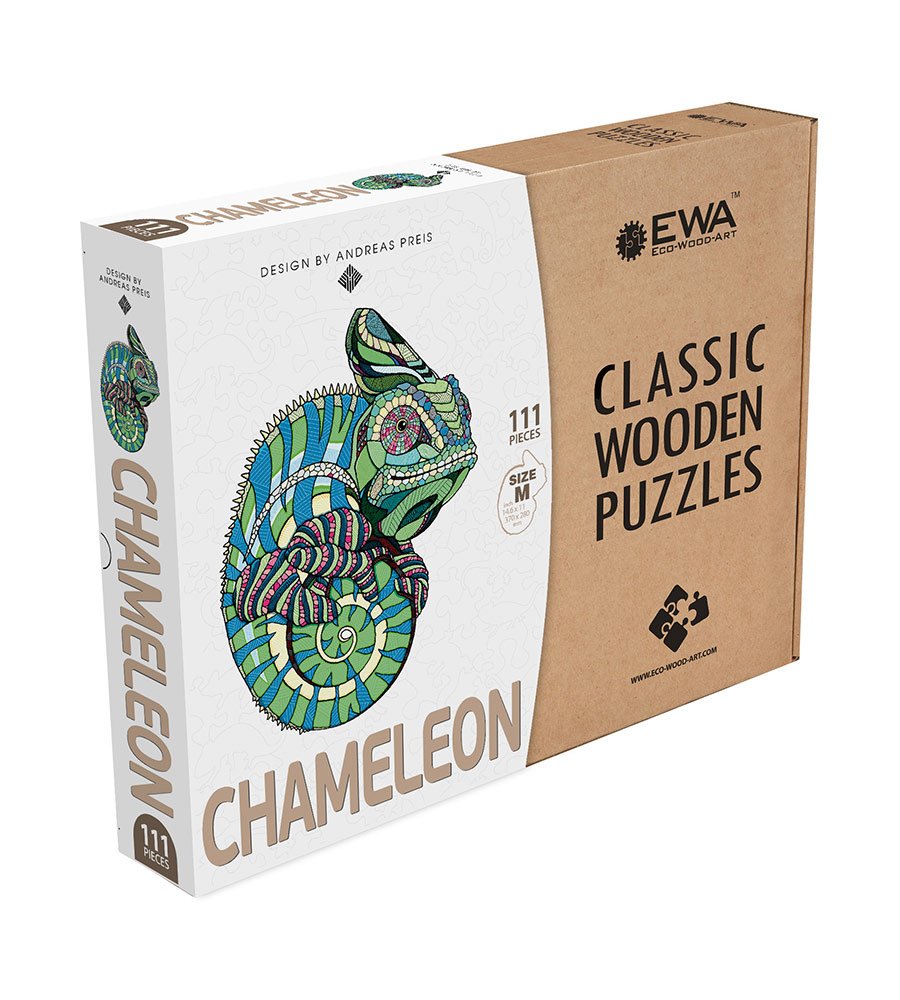 Chameleon Puzzle 2D Wooden Jigsaw, 111 pieces