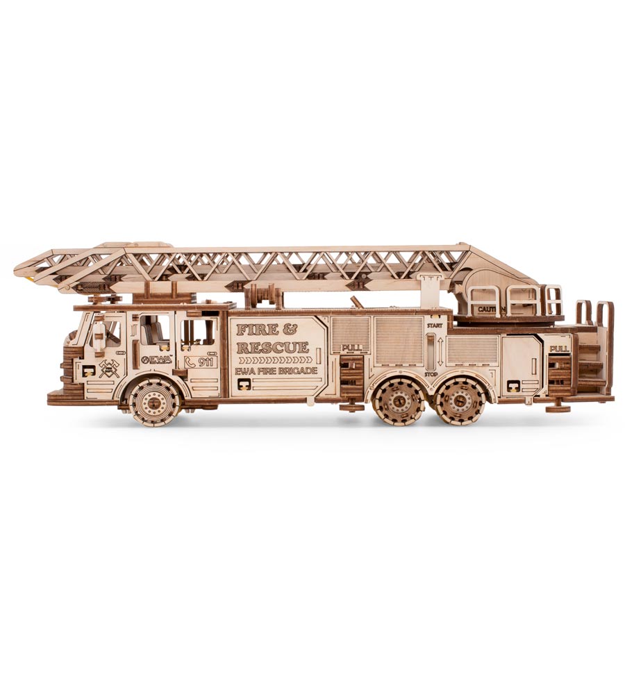 Wooden 3D mechanical Fire Truck model, 439 pieces