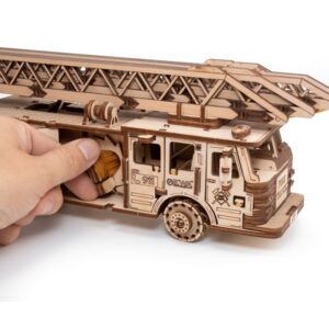 Wooden Mechanical Fire Truck 3D Model, 439 pieces