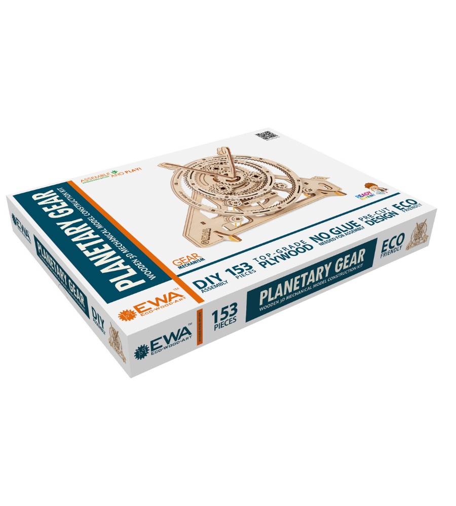 Wooden mechanical planetary gear puzzle, 153 pieces