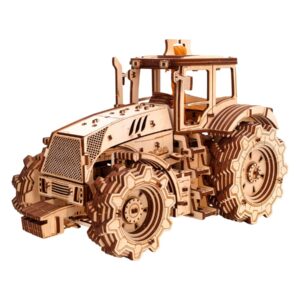 Wooden mechanical puzzle tractor, 358 pieces