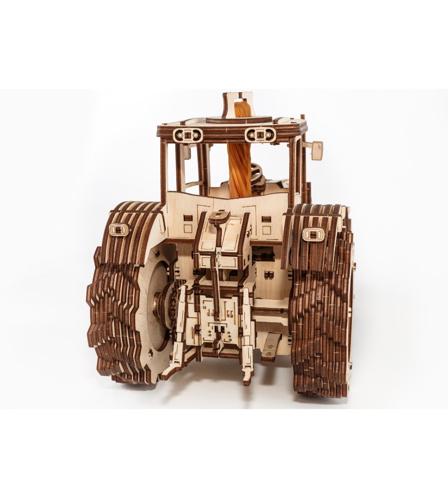 Wooden mechanical puzzle tractor, 358 pieces
