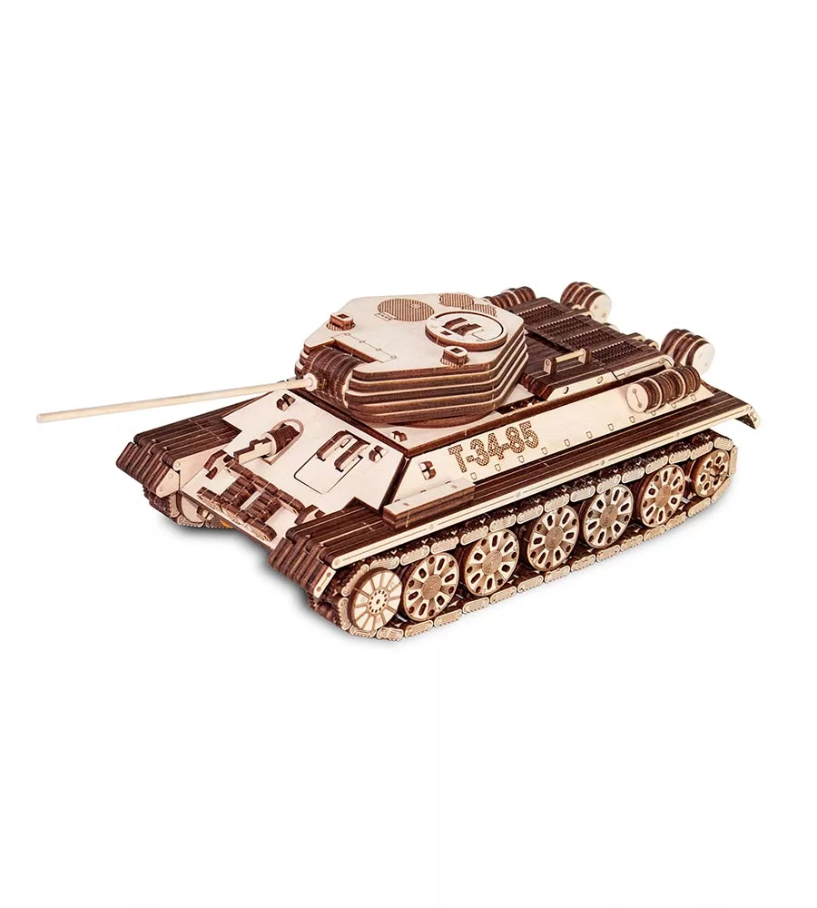 Wooden mechanical model of the T-34-85 tank, 965 pieces