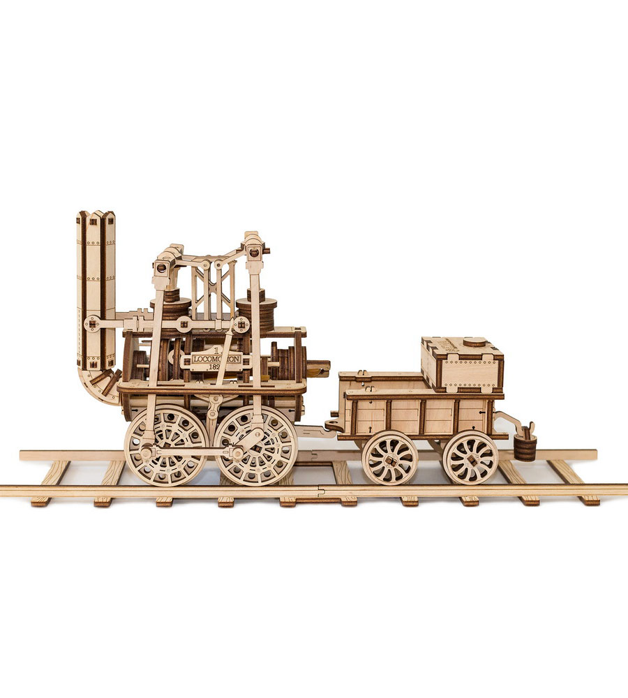 Wooden Mechanical Train Model, 325 Pieces